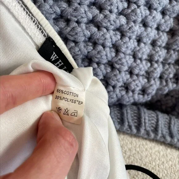 White Fox Striped Bodycon Mini Dress Tie Front Ribbed Size 6 - Picture 7 of 8